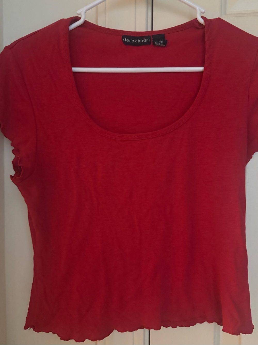 Derek Heart Bright Red Scoop Neck Short Sleeve Tee